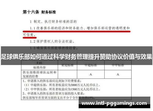 足球俱乐部如何通过科学财务管理提升赞助协议价值与效果