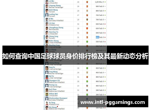 如何查询中国足球球员身价排行榜及其最新动态分析