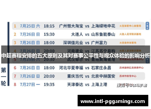 中超赛程安排的五大原则及其对赛事公平性与观众体验的影响分析